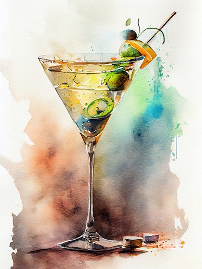 Et livligt maleri af en martini af Justyna Jaszke