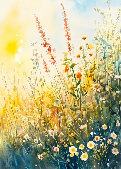 Farvestrålende engblomster af Justyna Jaszke