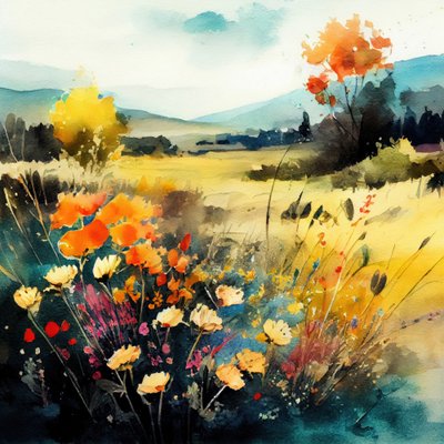 Farverig mark med vilde blomster af Justyna Jaszke
