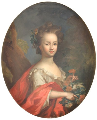 Et barn med blomster af KMS 1587 Ubekendt