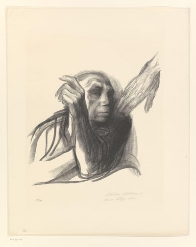 Käthe Kollwitz som gammel kvinde med hånden på skulderen Ruf des Todes (original titel) Death (serietitel) Tod (original serietitel) af Käthe Kollwitz (signed by artist)