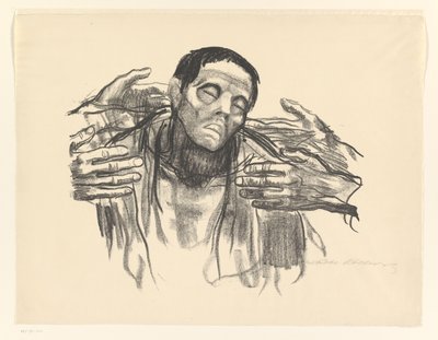 Mand og fire hænder Halvt Rusland (original titel) af Käthe Kollwitz (signed by artist)