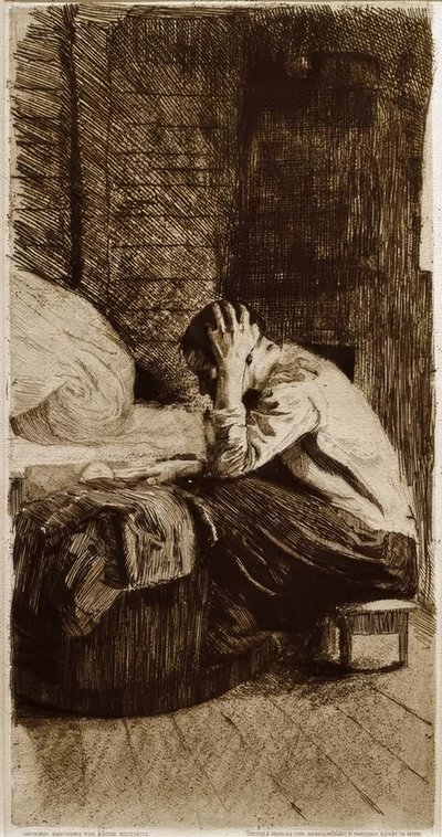Kvinde ved vuggen af Käthe Kollwitz