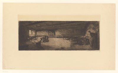 Værelse med kæmpende mænd og en farende kvinde Szene aus Germinal (original titel) af Käthe Kollwitz