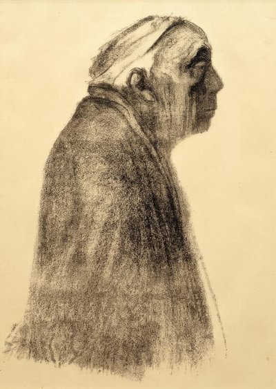 Selvportræt i profil til højre af Käthe Kollwitz