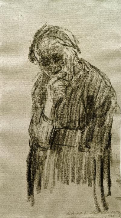 Stående kvinde med hovedet hvilende på højre hånd af Käthe Kollwitz
