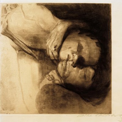 Død, hustru og barn af Käthe Kollwitz