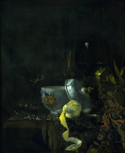 Stilleben med en kinesisk porcelænsskål af Kalf