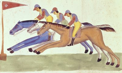 Hestevæddeløb i Bengalen, ca. 1830 af Kalighat School