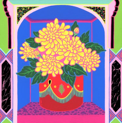 Marigold, 2020 (akryl på panel) af Kam Tsz