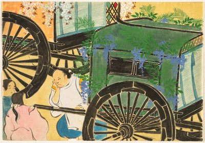 Flowers of a Hundred Worlds (Momoyogusa): Blomsterdraperede vogne af Kamisaka Sekka