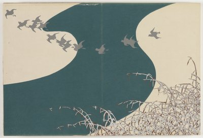 Flowers of a Hundred Worlds (Momoyogusa): Flod om vinteren (Fuyu no kawa) af Kamisaka Sekka