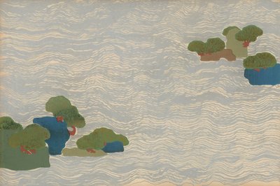 Fyrre-øer i et sølvhav, fra en Chigusa-serie (A Thousand Grasses). af Kamisaka Sekka