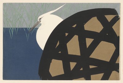 Hvid hejre, 1909 (træbloktryk) af Kamisaka Sekka