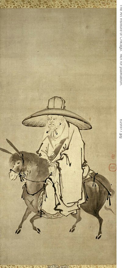 Digteren Du Fu rider på et æsel af Kanô Shigenobu