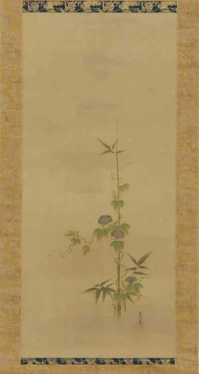 Morning glory og bambus del af et sæt, Edo-periode, midten af det 17.-begyndelsen af det 18. århundrede. af Kanô Yôboku Tsunenobu