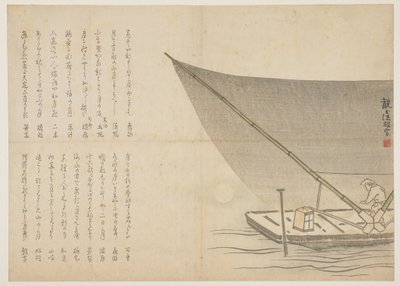 Sejlads om natten, ca. 1818-29 (træblok i farver) af Kangyoku Hgan