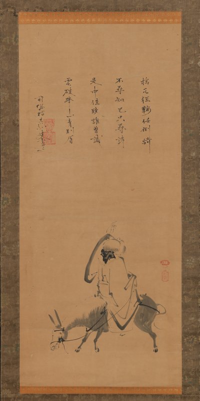Den kinesiske digter Pan Lang på et æsel, 1600-tallet. af Kano Koya