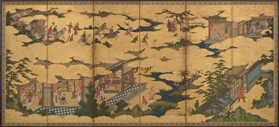 Scener fra Ming Huang-kejserens og Yang Guifeis liv, Momoyama-perioden, slutningen af 16.-begyndelsen af 17. af Kano Mitsunobu