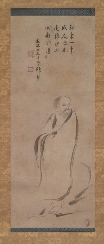 Bodhidharma krydser Yangzi-floden på et rør, slutningen af det 16. århundrede. af Kano Soshu