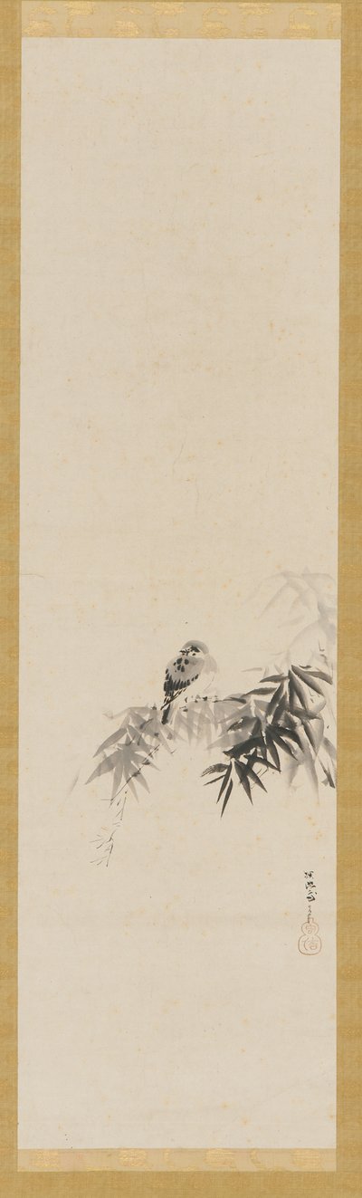 Fugl på en bambusgren, Edo-periode, 1600-tallet. af Kanō Tan’yū