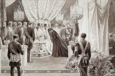 Begravelse af kejser Alexander III i Sts Peter og Paul-katedralen i Skt. Petersborg, 1894. af Karel Brozh