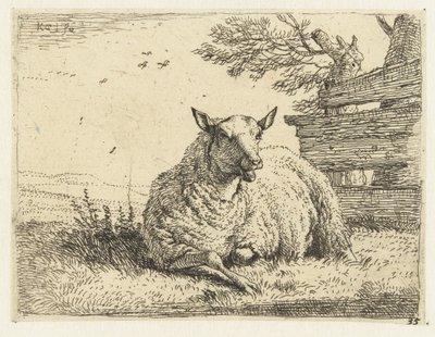Får ved et hegn af Karel Du Jardin