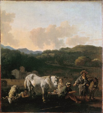 Bønder og en hvid hest af Karel Dujardin