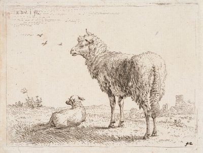 Får med lam af Karel Dujardin