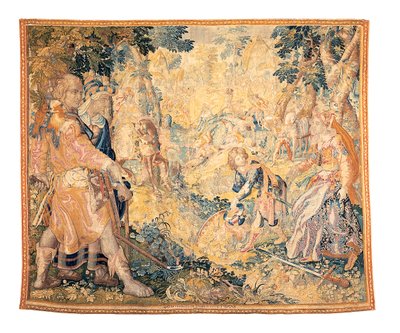 Delfts mytologiske gobelin, der viser en scene fra Orlando Furioso, af Franciscus Spierinckx af Karel Van Mander