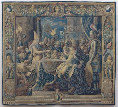 Cleopatra underholder Anthony, ca. 1640 (uld og silke) af Karel van II (workshop of) Mander