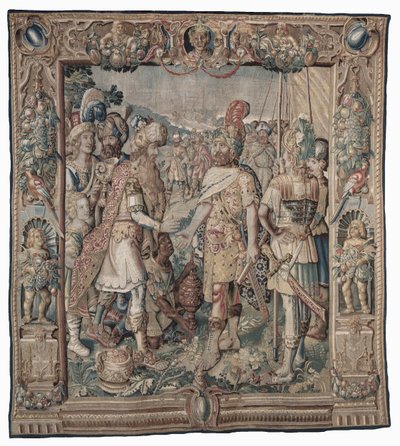 Antonius vinder den eneste romerske sejr over partherne; billedtæppe af Karel van II Mander