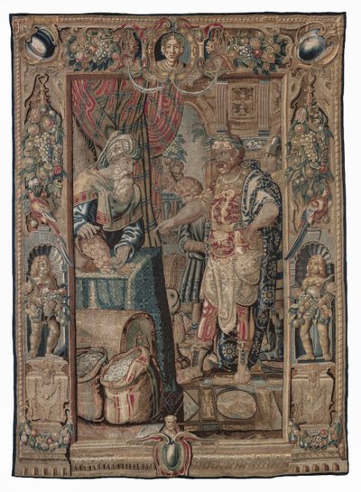 Antonius og Kleopatra (Antonius erobrer Pelusium); billedtæppe, ukendt dato (uld | blyant) af Karel van II Mander