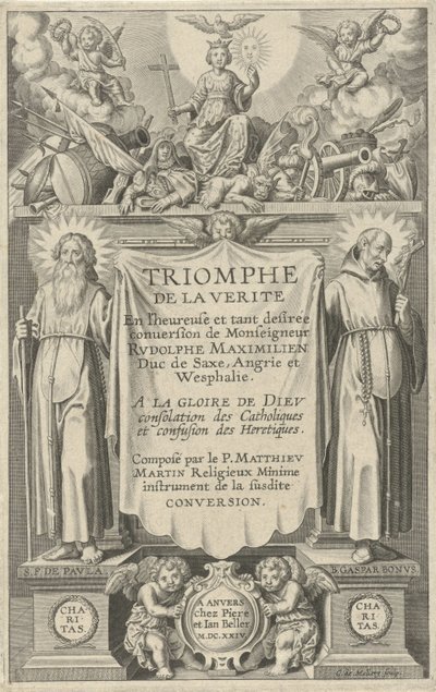Titelside for: Triomphe de la Verite, 1624 af Karel van Mallery