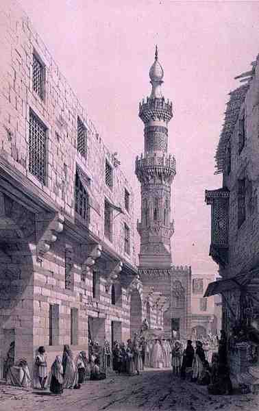 Gadescene med en procession i gang, Cairo (litho) af Karl (after) Bodmer