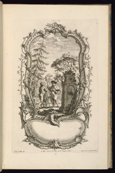 Design til en Cartouche med store og små rum af Karl Albert von Lespilliez
