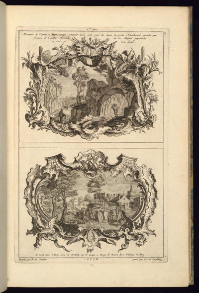 Print, design til to kartoucher, 1745 af Karl Albert von Lespilliez