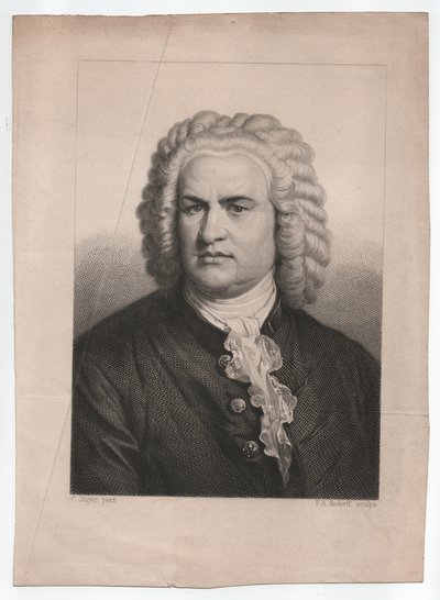 Johann Sebastian Bach (1685-1750) (ca. 1850, kobberstik) af Karl & Andorff Friedrich August (1819 1875) Jager