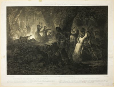 Befrielsen af Daniel Boones og Callaways døtre, planche to fra Histoire des Premiere Colons d