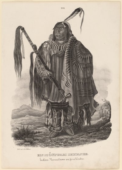 En Monitari-indianer af Karl Bodmer