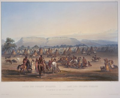Peikann-indianernes lejrlejr af Karl Bodmer