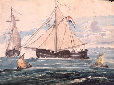 Kanonbåd nær Helvoet, Holland af Karl Bodmer