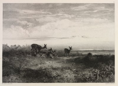 Landskab med hjorte af Karl Bodmer