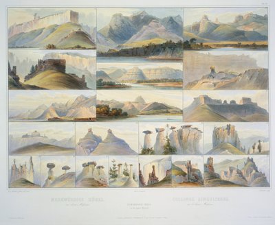 Bemærkelsesværdige bakker på Upper Missouri af Karl Bodmer