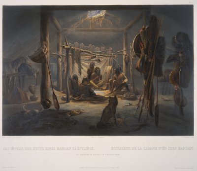 Det indre af en Mandan-høvdings hytte af Karl Bodmer
