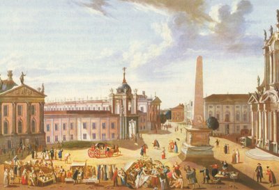 Det gamle marked i Potsdam med byslottet (med udsigt til Schlossstrasse) af Karl Christian Wilhelm Baron