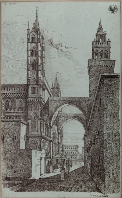 „Udsigt over domkirken i Palermo“ af Karl Friedrich Schinkel