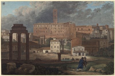 Udsigt over Kapitol i Rom fra Campo Vaccino af Karl Friedrich Schinkel