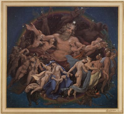 Berlin. Altes Museum ved Lustgarten. Udkast til vægmaleriet „Uranus og stjernernes dans“ af Karl Friedrich Schinkel