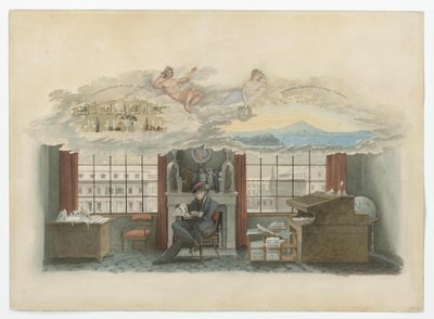 Berlin, Klosterstraße. Handelsinstituttet. Beuth i sin tjenestebolig af Karl Friedrich Schinkel